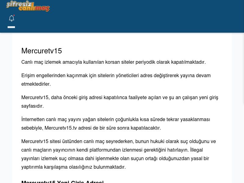 Mercuretv15 Giriş Linki - Şifresiz canlı maç izle - Ekran Görüntüsü
