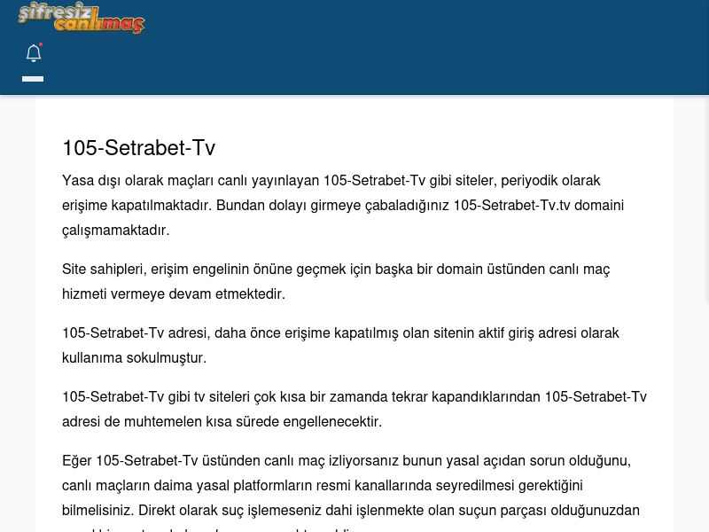 105-Setrabet-Tv Giriş Linki - Şifresiz canlı maç izle - Ekran Görüntüsü