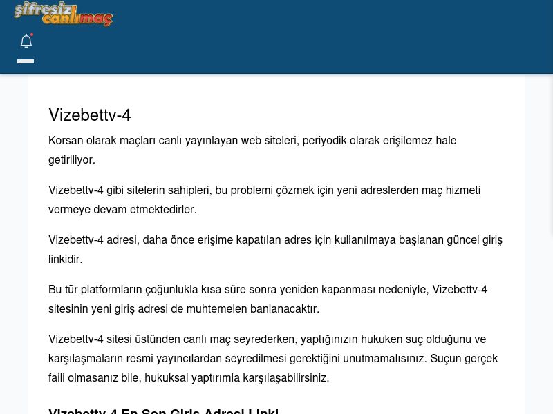 Vizebettv-4 Canlı Maç - Şifresiz canlı maç izle - Ekran Görüntüsü