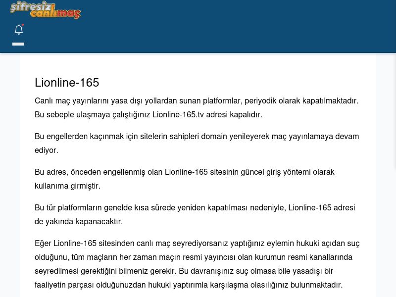 Lionline-165 Güncel Giriş - Şifresiz canlı maç izle - Ekran Görüntüsü