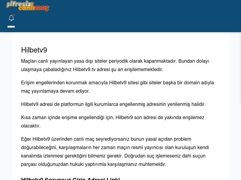 Hilbetv9 Maç İzle - Şifresiz canlı maç izle - Ekran Görüntüsü