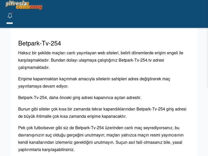 Betpark-Tv-254 Canlı Maç - Şifresiz canlı maç izle - Ekran Görüntüsü