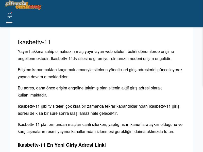 Ikasbettv-11 Maç İzle - Şifresiz canlı maç izle - Ekran Görüntüsü