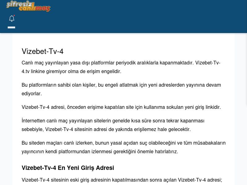 Vizebet-Tv-4 Maç İzle - Şifresiz canlı maç izle - Ekran Görüntüsü