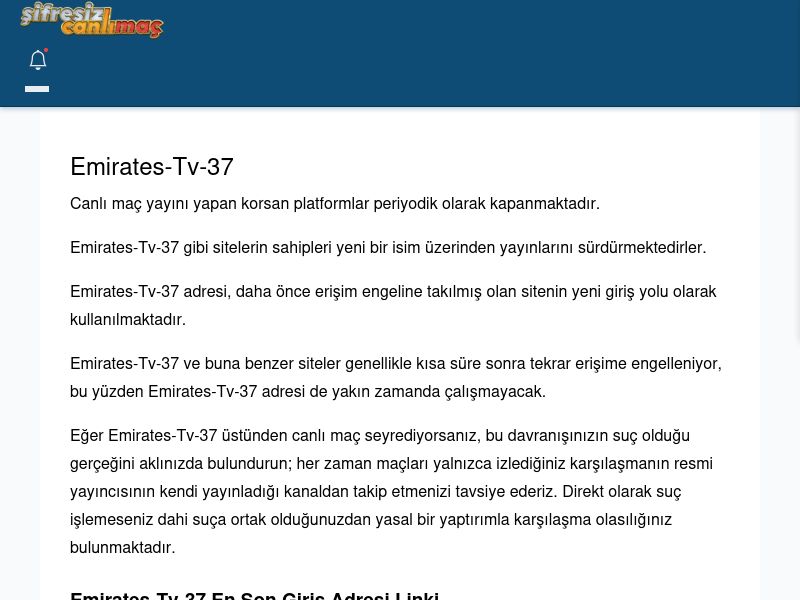 Emirates-Tv-37 Güncel Giriş - Şifresiz canlı maç izle - Ekran Görüntüsü