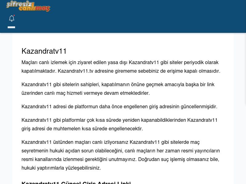 Kazandratv11 Canlı Maç İzle - Şifresiz canlı maç izle - Ekran Görüntüsü