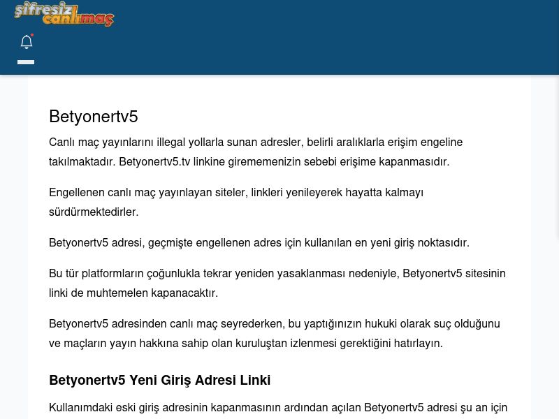Betyonertv5 Maç İzle - Şifresiz canlı maç izle - Ekran Görüntüsü