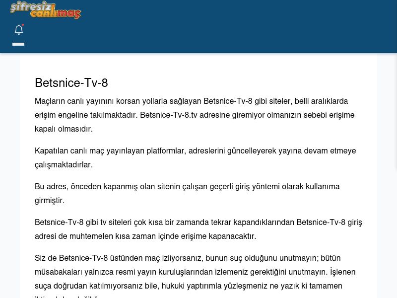 Betsnice-Tv-8 Güncel Giriş - Şifresiz canlı maç izle - Ekran Görüntüsü