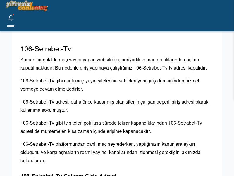 106-Setrabet-Tv Giriş Linki - Şifresiz canlı maç izle - Ekran Görüntüsü