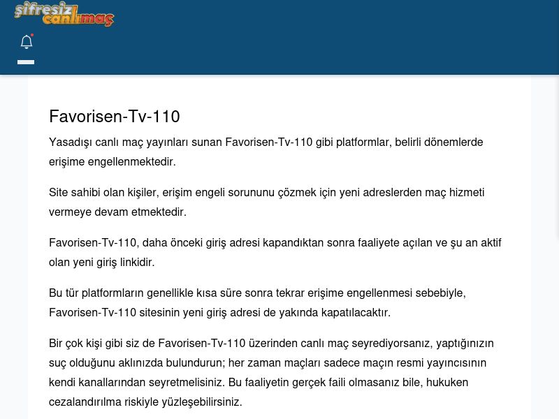 Favorisen-Tv-110 Güncel Giriş - Şifresiz canlı maç izle - Ekran Görüntüsü