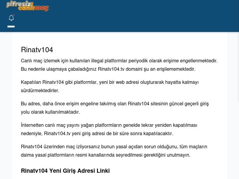 Rinatv104 Canlı Maç İzle - Şifresiz canlı maç izle - Ekran Görüntüsü