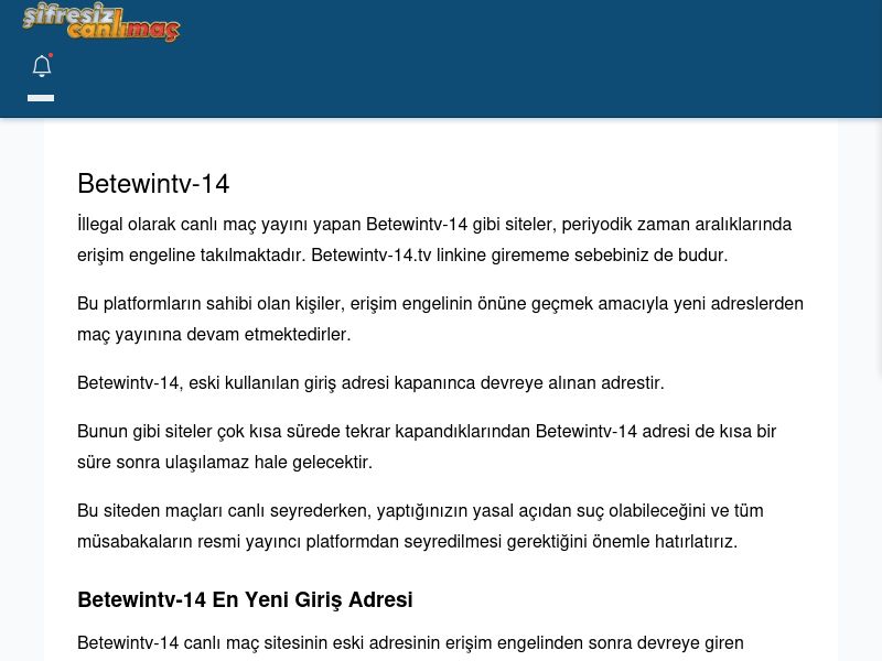 Betewintv-14 Canlı Maç İzle - Şifresiz canlı maç izle - Ekran Görüntüsü