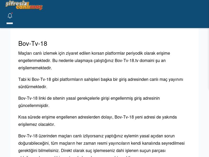 Bov-Tv-18 Güncel Giriş - Şifresiz canlı maç izle - Ekran Görüntüsü