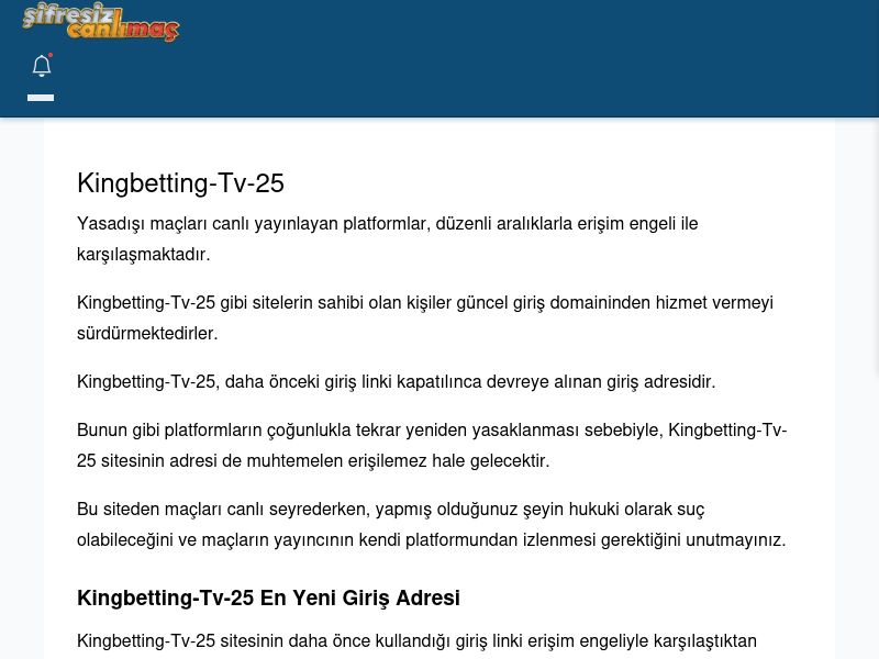 Kingbetting-Tv-25 Maç İzle - Şifresiz canlı maç izle - Ekran Görüntüsü