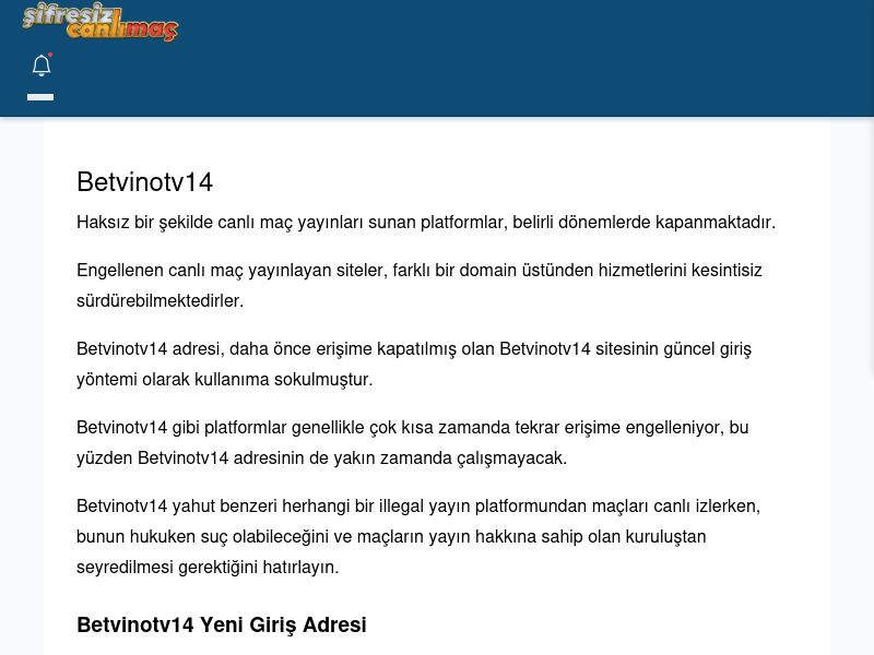 Betvinotv14 Giriş Linki - Şifresiz canlı maç izle - Ekran Görüntüsü