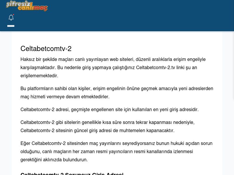 Celtabetcomtv-2 Canlı Maç İzle - Şifresiz canlı maç izle - Ekran Görüntüsü