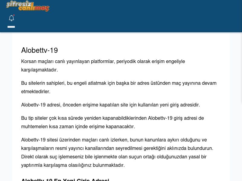 Alobettv-19 Giriş Linki - Şifresiz canlı maç izle - Ekran Görüntüsü