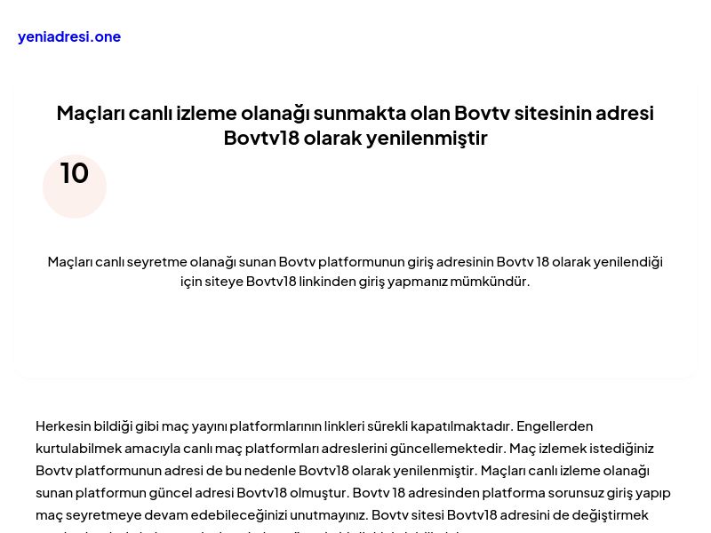 Maçları canlı izleme olanağı sunmakta olan Bovtv sitesinin adresi Bovtv18 olarak yenilenmiştir - Ekran Görüntüsü