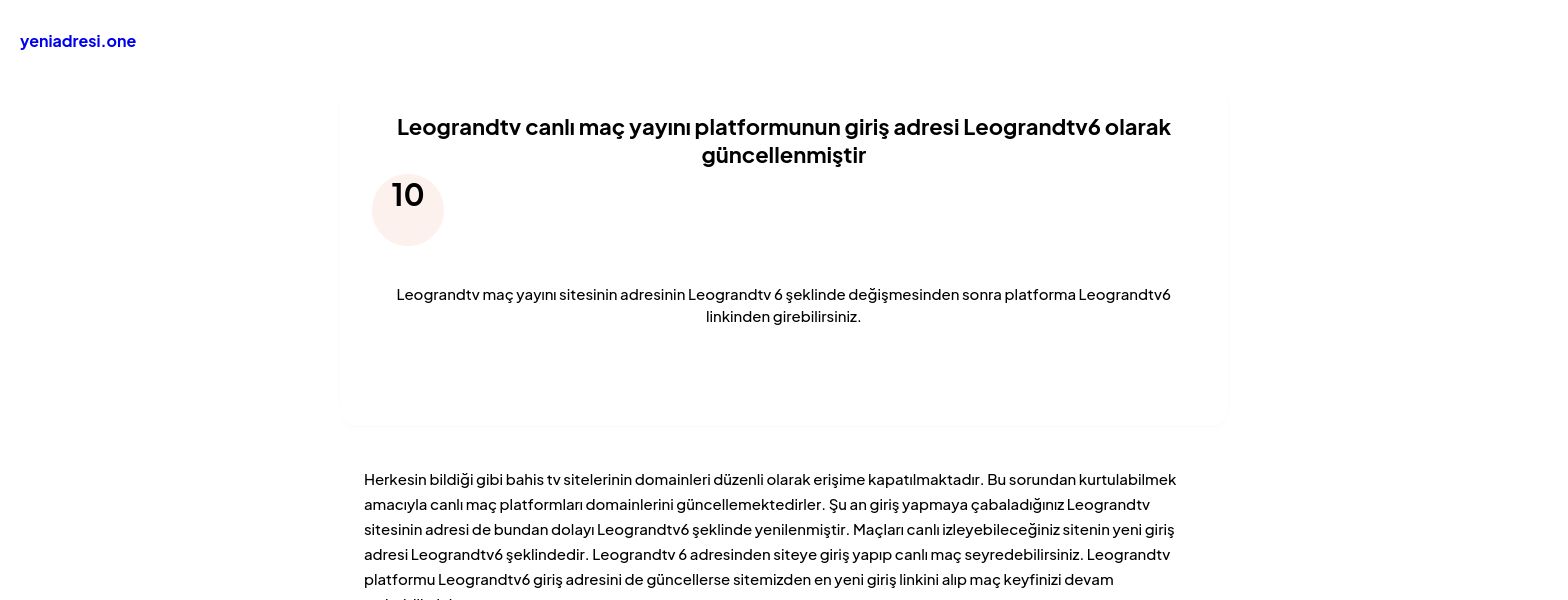 Leograndtv canlı maç yayını platformunun giriş adresi Leograndtv6 olarak güncellenmiştir - Ekran Görüntüsü