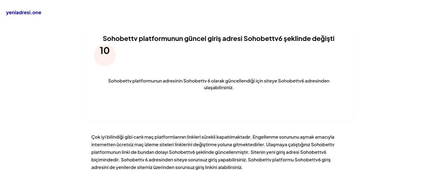 Sohobettv platformunun güncel giriş adresi Sohobettv6 şeklinde değişti - Ekran Görüntüsü