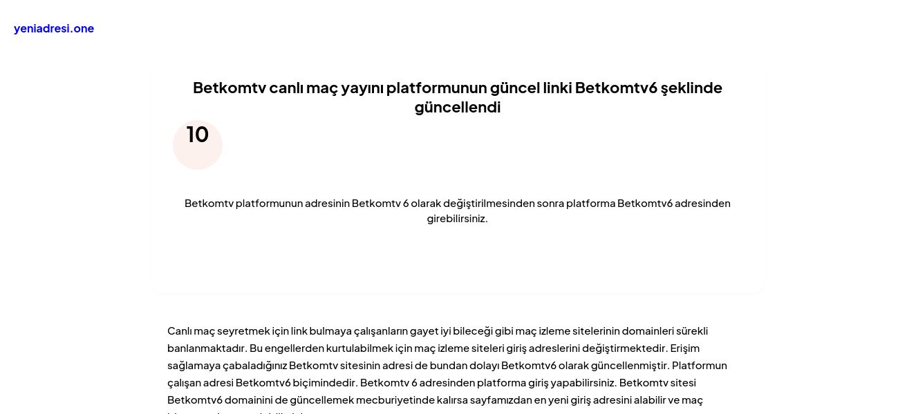 Betkomtv canlı maç yayını platformunun güncel linki Betkomtv6 şeklinde güncellendi - Ekran Görüntüsü