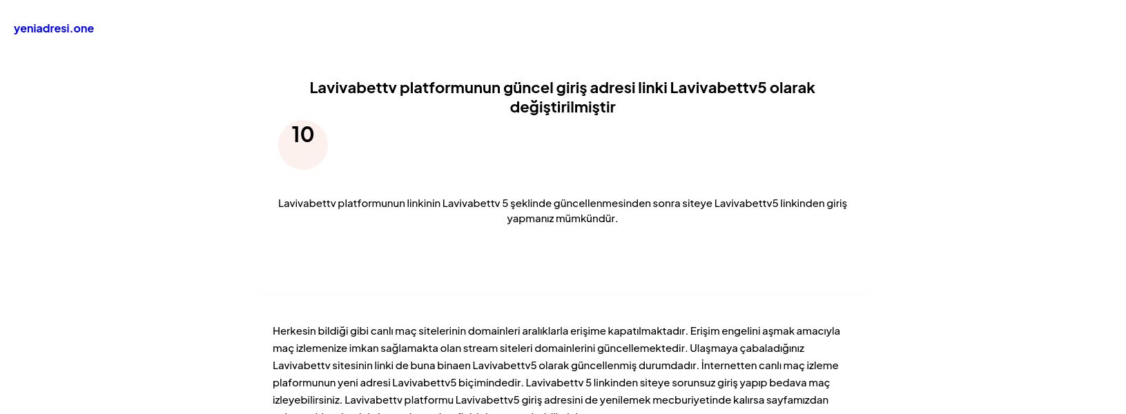 Lavivabettv platformunun güncel giriş adresi linki Lavivabettv5 olarak değiştirilmiştir - Ekran Görüntüsü