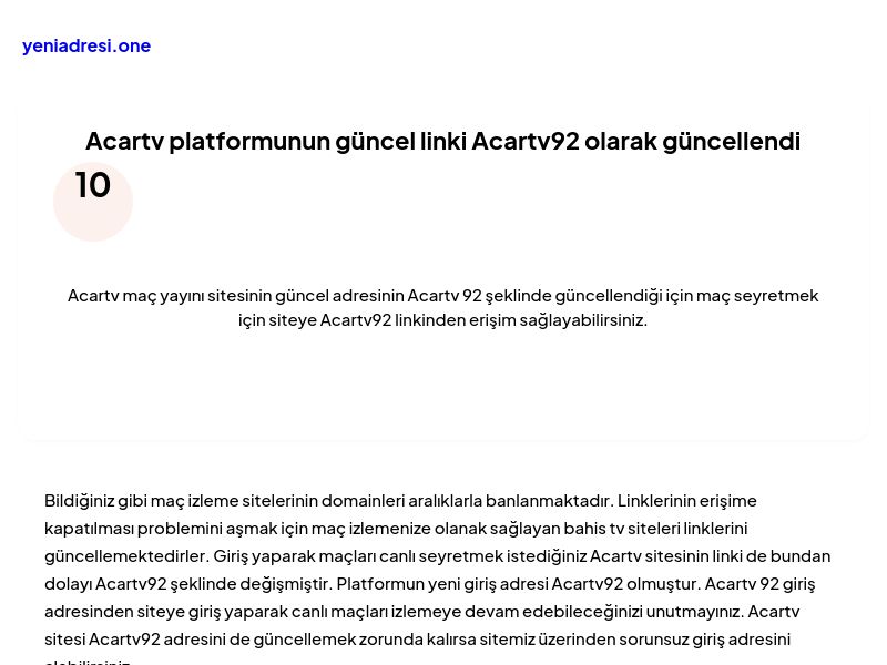 Acartv platformunun güncel linki Acartv92 olarak güncellendi - Ekran Görüntüsü