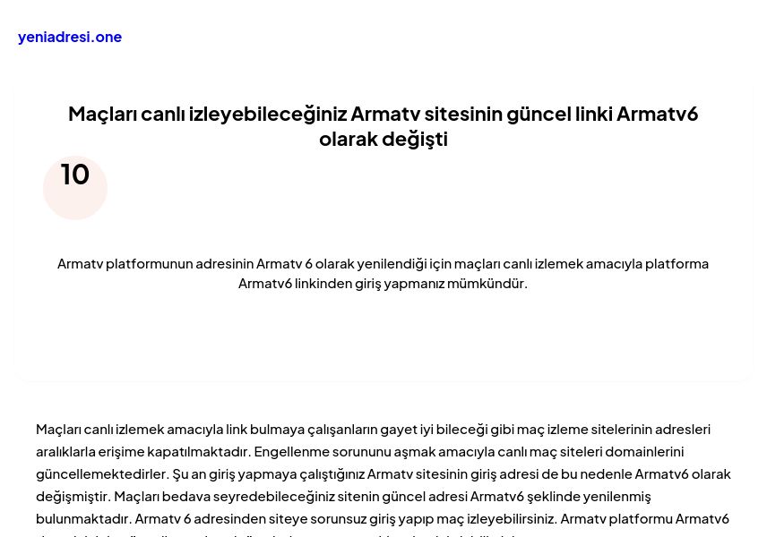 Maçları canlı izleyebileceğiniz Armatv sitesinin güncel linki Armatv6 olarak değişti - Ekran Görüntüsü