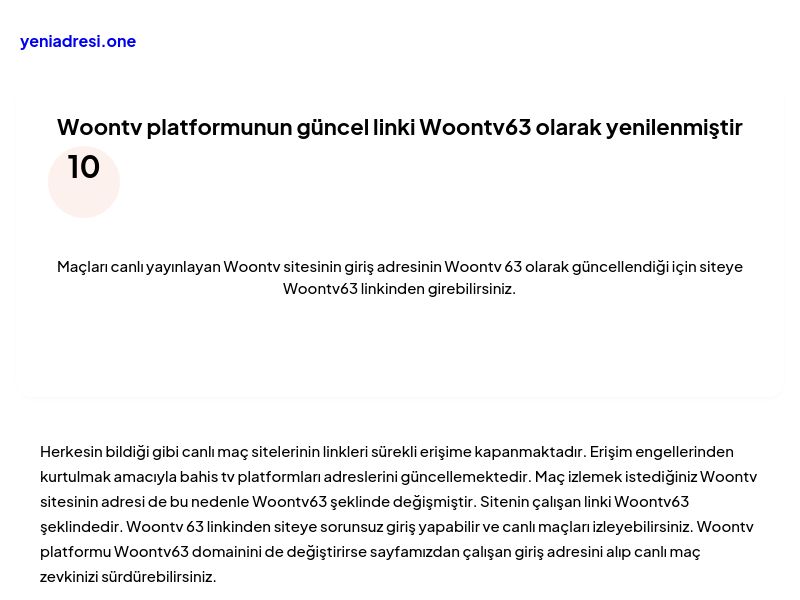 Woontv platformunun güncel linki Woontv63 olarak yenilenmiştir - Ekran Görüntüsü