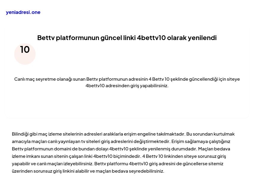 Bettv platformunun güncel linki 4bettv10 olarak yenilendi - Ekran Görüntüsü
