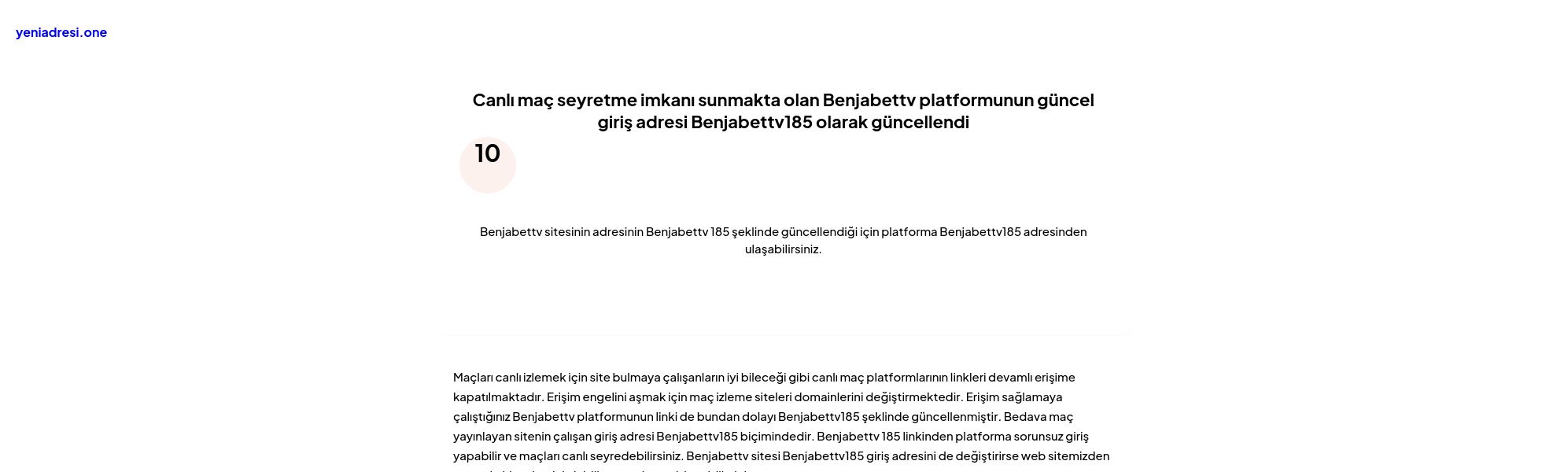 Canlı maç seyretme imkanı sunmakta olan Benjabettv platformunun güncel giriş adresi Benjabettv185 olarak güncellendi - Ekran Görüntüsü