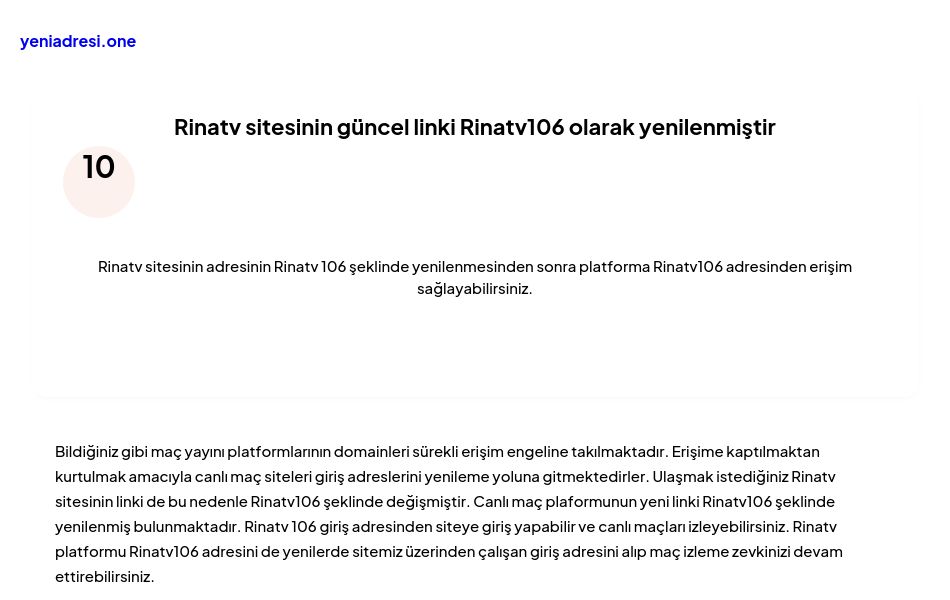 Rinatv sitesinin güncel linki Rinatv106 olarak yenilenmiştir - Ekran Görüntüsü