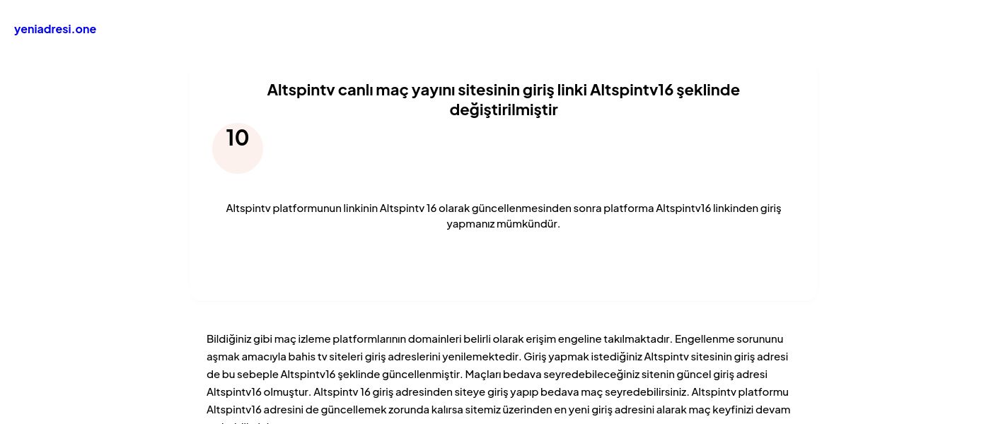 Altspintv canlı maç yayını sitesinin giriş linki Altspintv16 şeklinde değiştirilmiştir - Ekran Görüntüsü