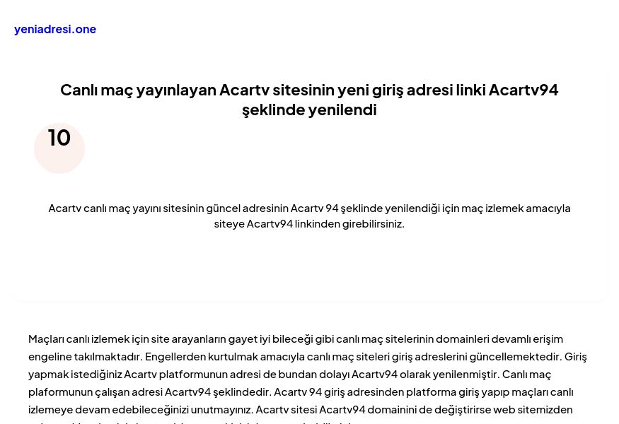 Canlı maç yayınlayan Acartv sitesinin yeni giriş adresi linki Acartv94 şeklinde yenilendi - Ekran Görüntüsü