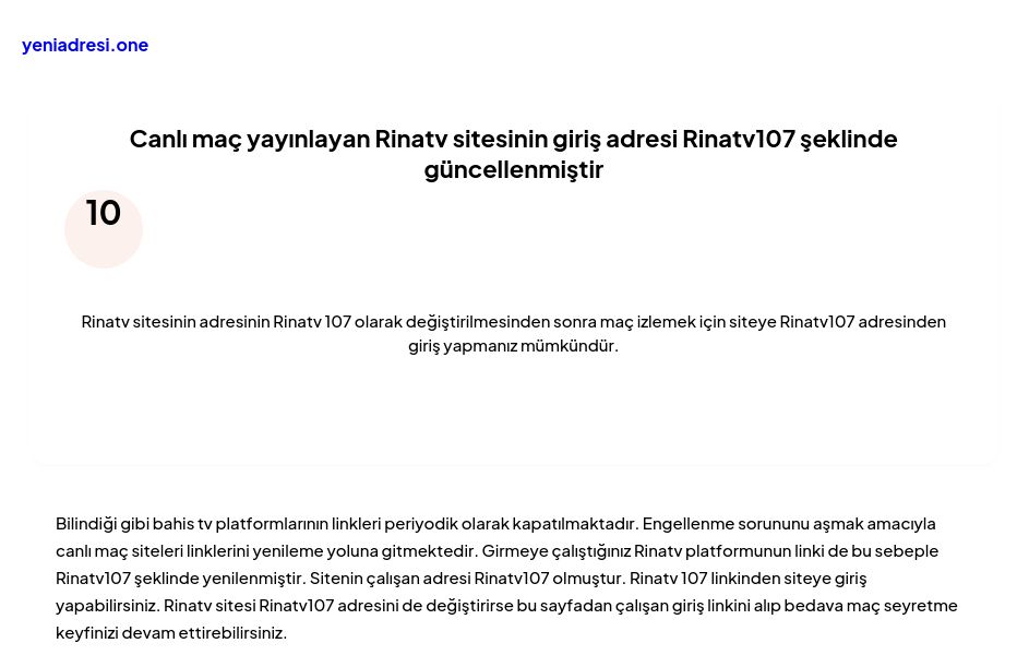 Canlı maç yayınlayan Rinatv sitesinin giriş adresi Rinatv107 şeklinde güncellenmiştir - Ekran Görüntüsü
