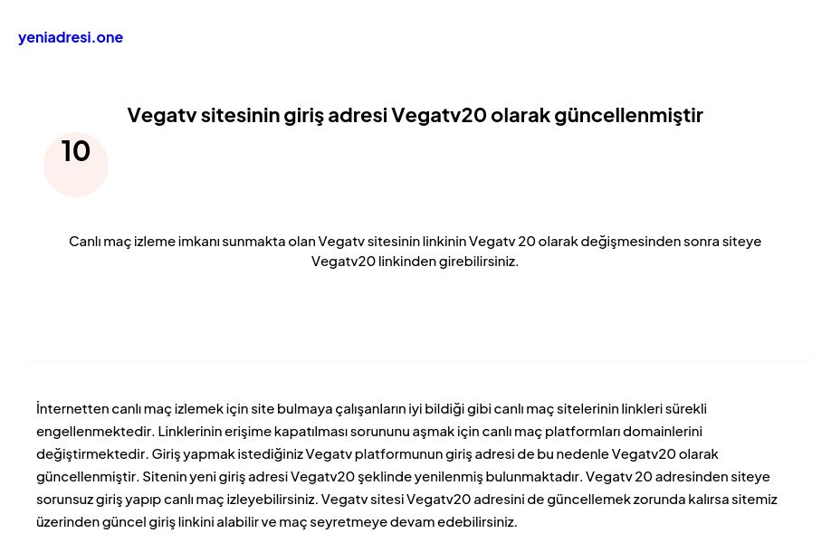 Vegatv sitesinin giriş adresi Vegatv20 olarak güncellenmiştir - Ekran Görüntüsü