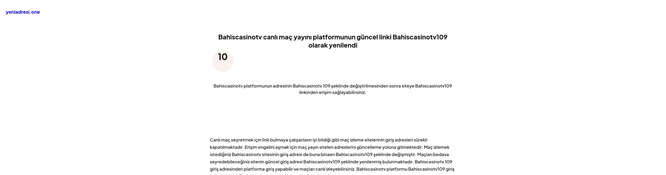 Bahiscasinotv canlı maç yayını platformunun güncel linki Bahiscasinotv109 olarak yenilendi - Ekran Görüntüsü