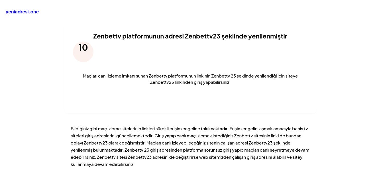 Zenbettv platformunun adresi Zenbettv23 şeklinde yenilenmiştir - Ekran Görüntüsü