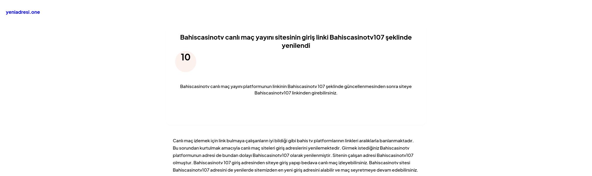 Bahiscasinotv canlı maç yayını sitesinin giriş linki Bahiscasinotv107 şeklinde yenilendi - Ekran Görüntüsü