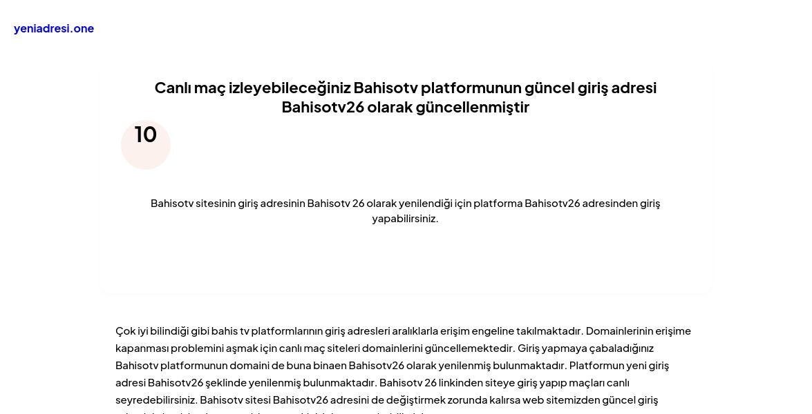 Canlı maç izleyebileceğiniz Bahisotv platformunun güncel giriş adresi Bahisotv26 olarak güncellenmiştir - Ekran Görüntüsü