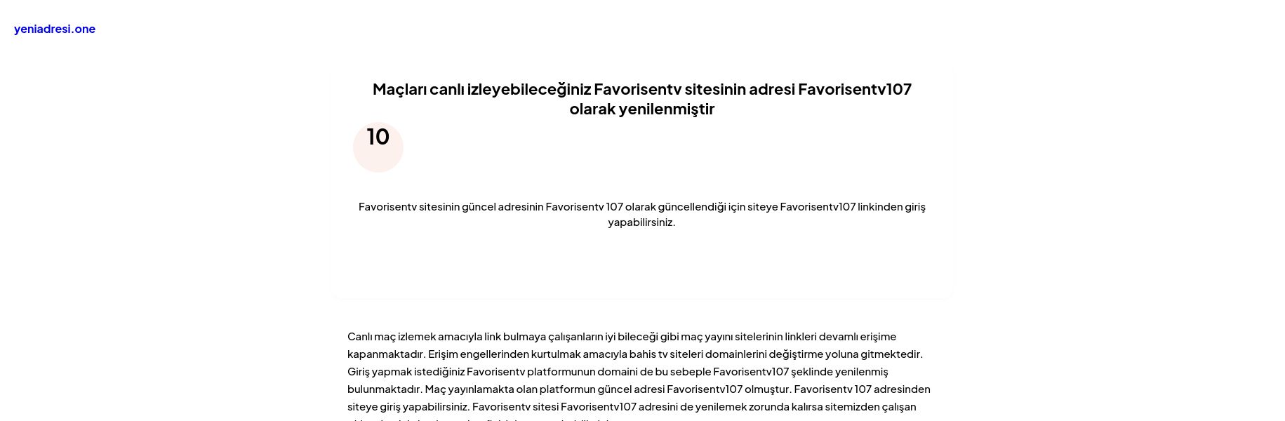 Maçları canlı izleyebileceğiniz Favorisentv sitesinin adresi Favorisentv107 olarak yenilenmiştir - Ekran Görüntüsü
