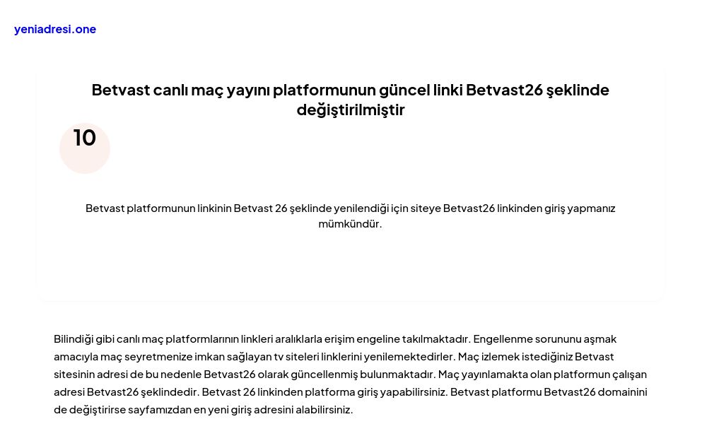 Betvast canlı maç yayını platformunun güncel linki Betvast26 şeklinde değiştirilmiştir - Ekran Görüntüsü