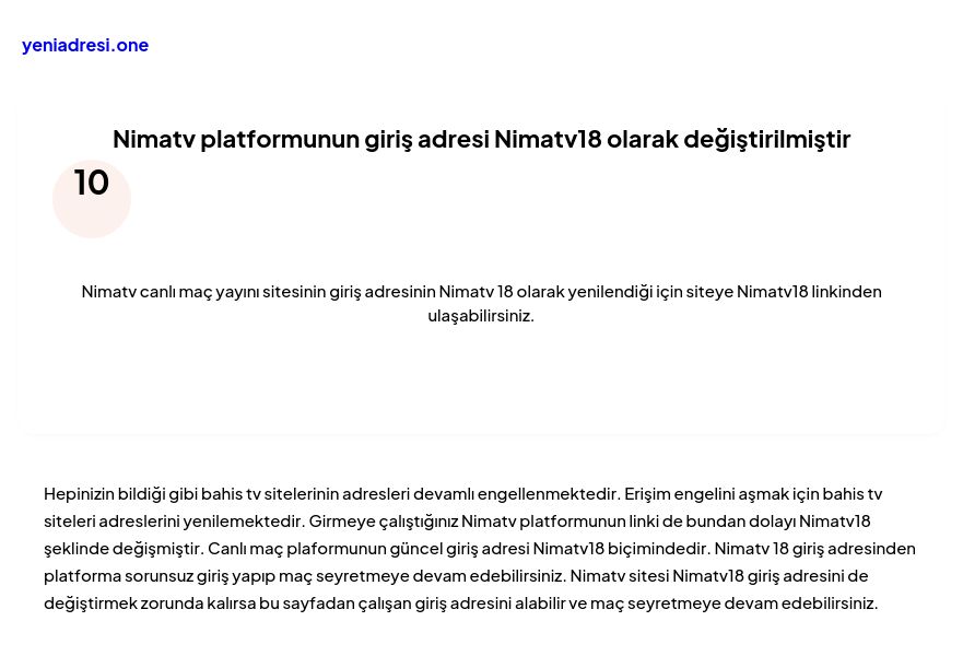 Nimatv platformunun giriş adresi Nimatv18 olarak değiştirilmiştir - Ekran Görüntüsü
