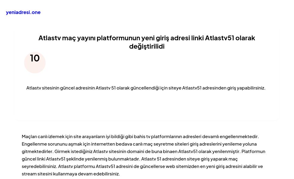 Atlastv maç yayını platformunun yeni giriş adresi linki Atlastv51 olarak değiştirilidi - Ekran Görüntüsü