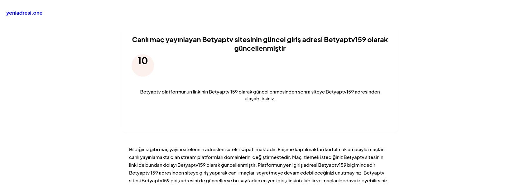 Canlı maç yayınlayan Betyaptv sitesinin güncel giriş adresi Betyaptv159 olarak güncellenmiştir - Ekran Görüntüsü
