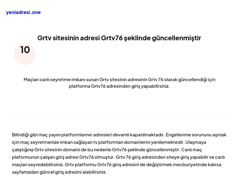 Grtv sitesinin adresi Grtv76 şeklinde güncellenmiştir - Ekran Görüntüsü