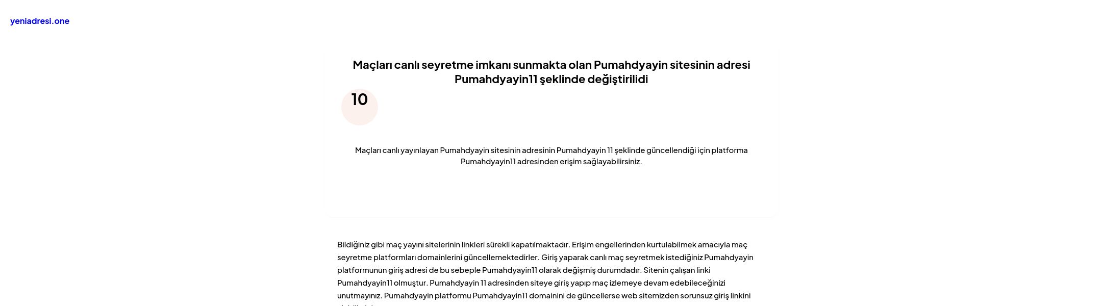 Maçları canlı seyretme imkanı sunmakta olan Pumahdyayin sitesinin adresi Pumahdyayin11 şeklinde değiştirilidi - Ekran Görüntüsü