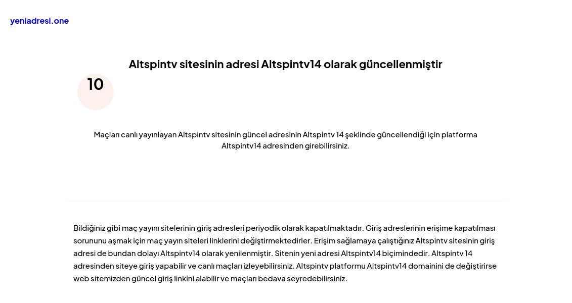 Altspintv sitesinin adresi Altspintv14 olarak güncellenmiştir - Ekran Görüntüsü
