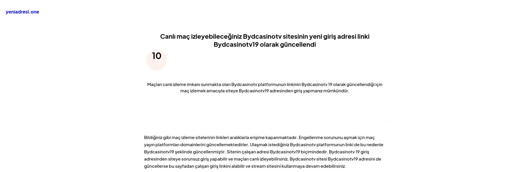 Canlı maç izleyebileceğiniz Bydcasinotv sitesinin yeni giriş adresi linki Bydcasinotv19 olarak güncellendi - Ekran Görüntüsü