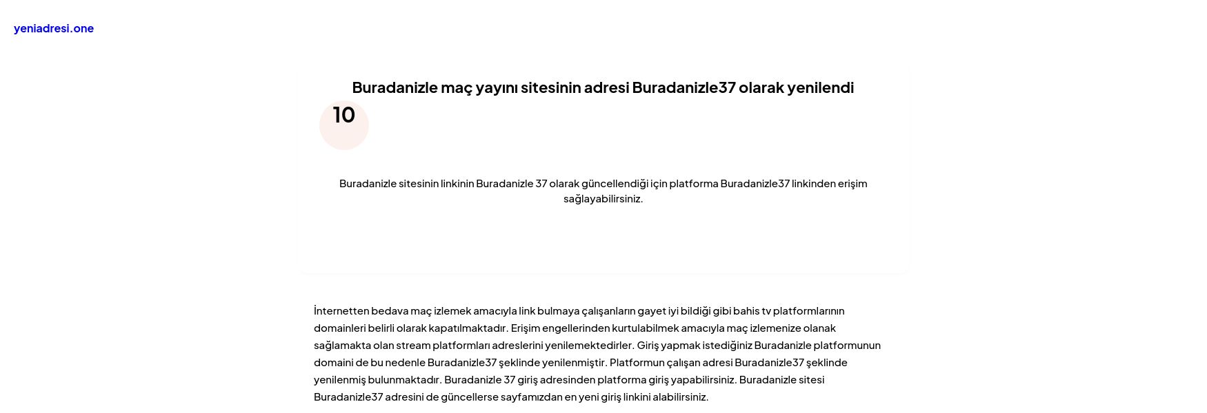 Buradanizle maç yayını sitesinin adresi Buradanizle37 olarak yenilendi - Ekran Görüntüsü